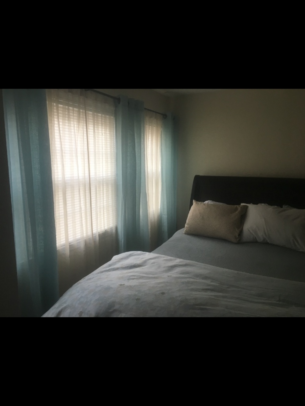 Four Threshold Aqua Curtain Panels 52” x 84”